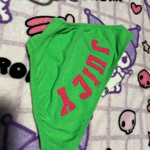 y2k vintage terry cloth green and pink juicy couture string bikini - Picture 4 of 6